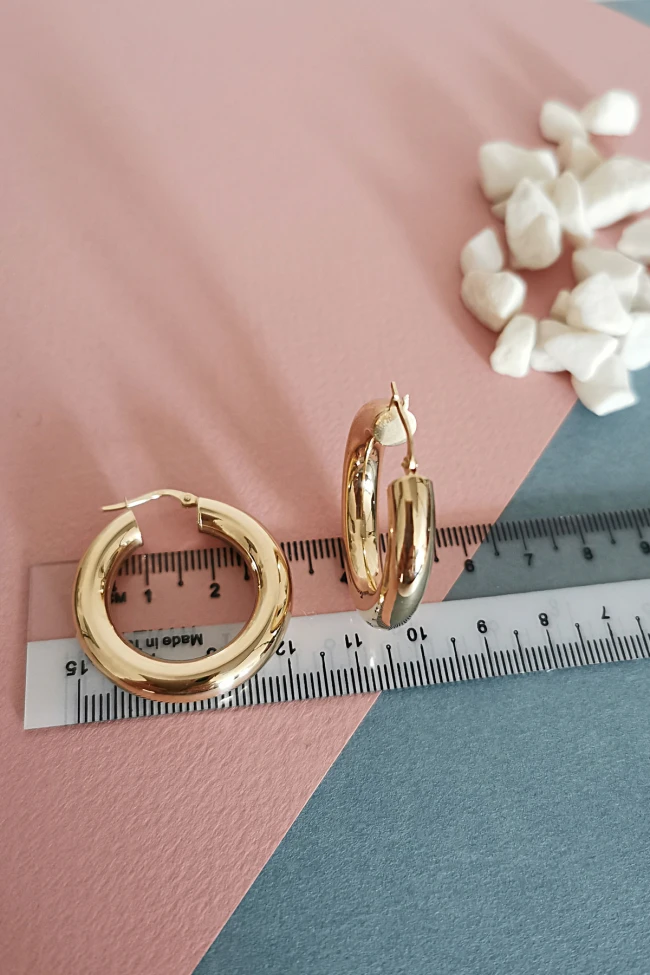 Altın 3 Cm 6 Mm Kalın Halka Küpe