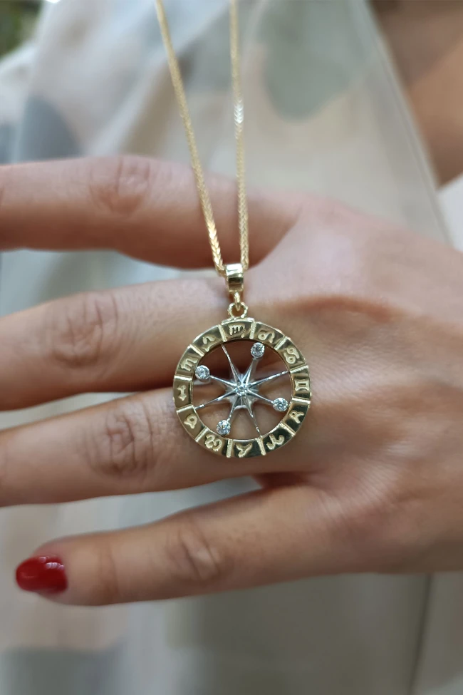 Altın Dolgun Model Burç Kolye