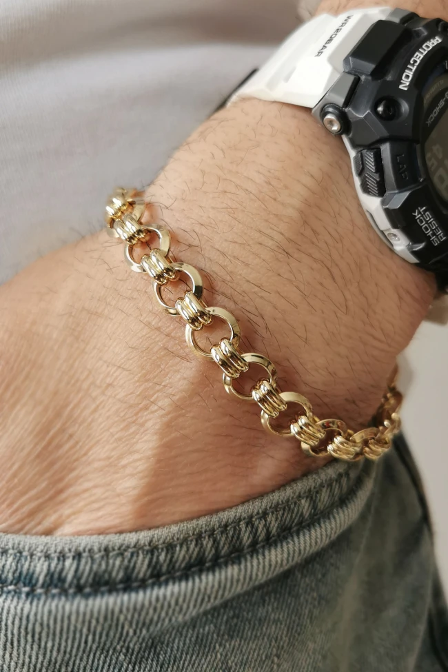 Altın Geçmeli Halka Unisex Bileklik