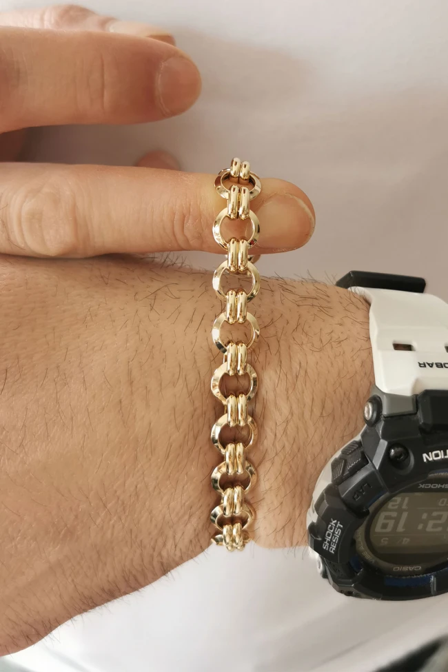 Altın Geçmeli Halka Unisex Bileklik