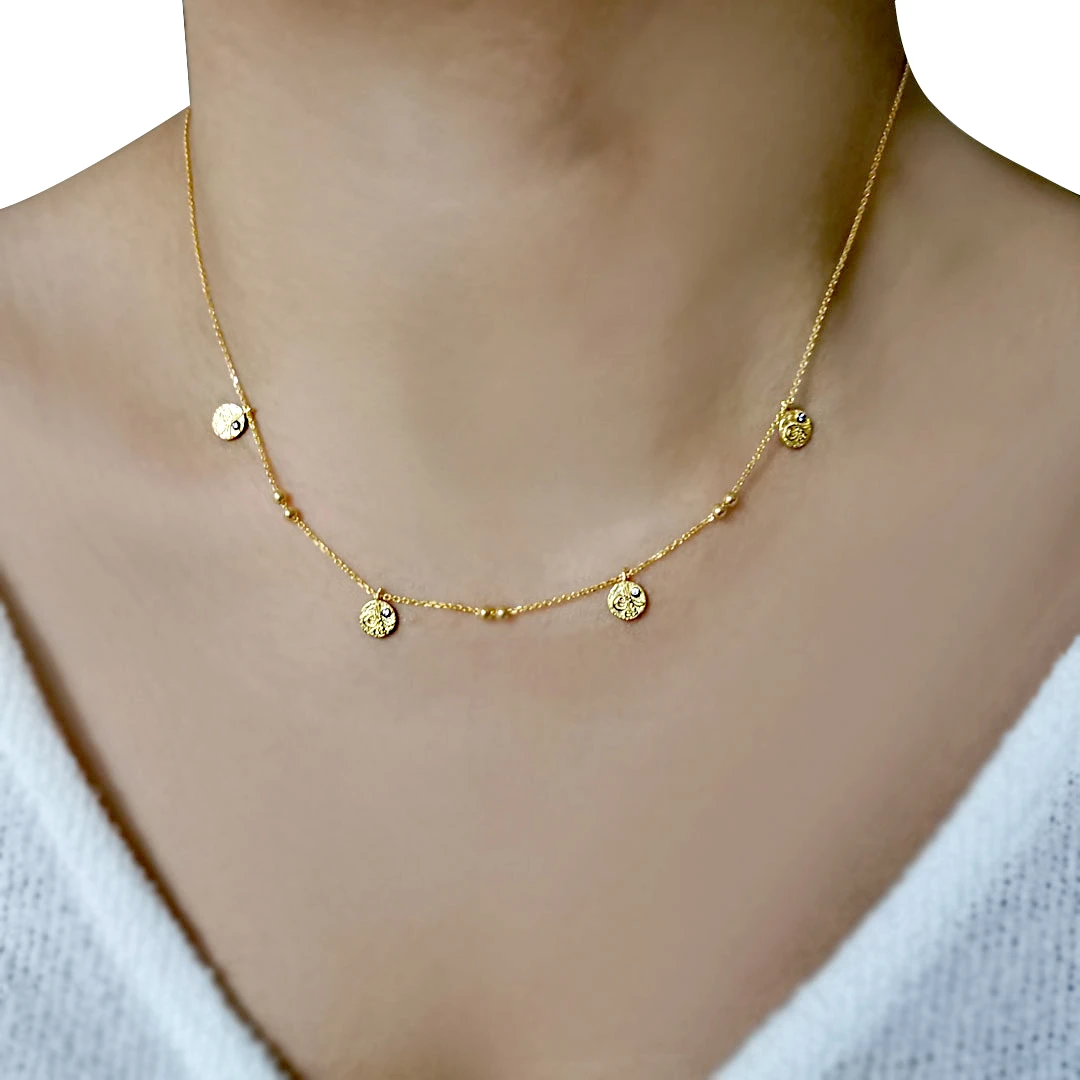 Altın Mini Tuğralı Zincirli Kolye (KLY0444)
