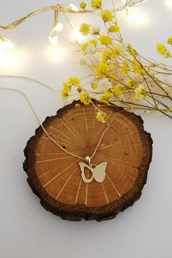 Altın Minimal Kelebek Kolye
