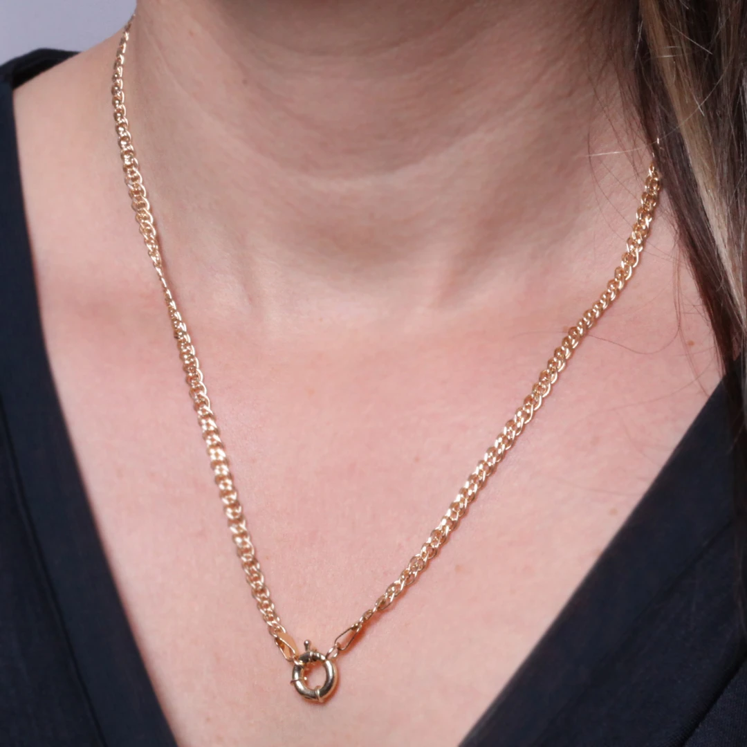 Altın Omega Kilitli Yassı Zincir (KLY0260)