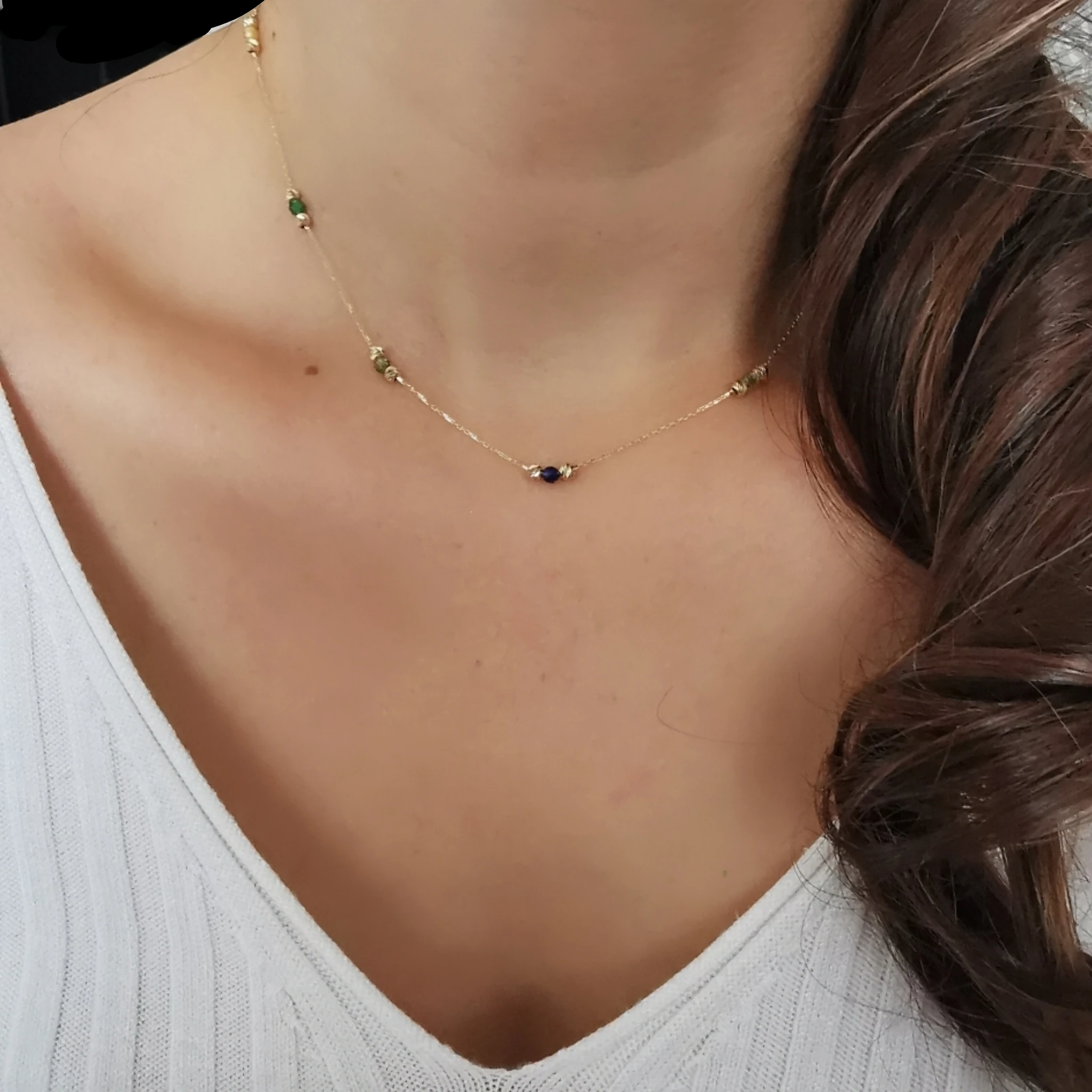 Altın  Taşlı Zincir Kolye (KLY0274)