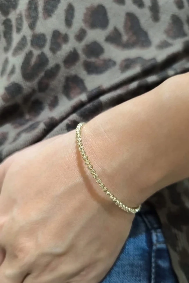 Altın Tek Sıra 3 Mm Toplu Dorika Bilezik (BLZ0013)