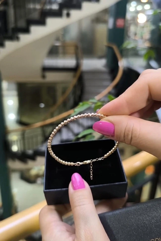Altın Tek Sıra 3 Mm Toplu Dorika Bilezik (BLZ0013)
