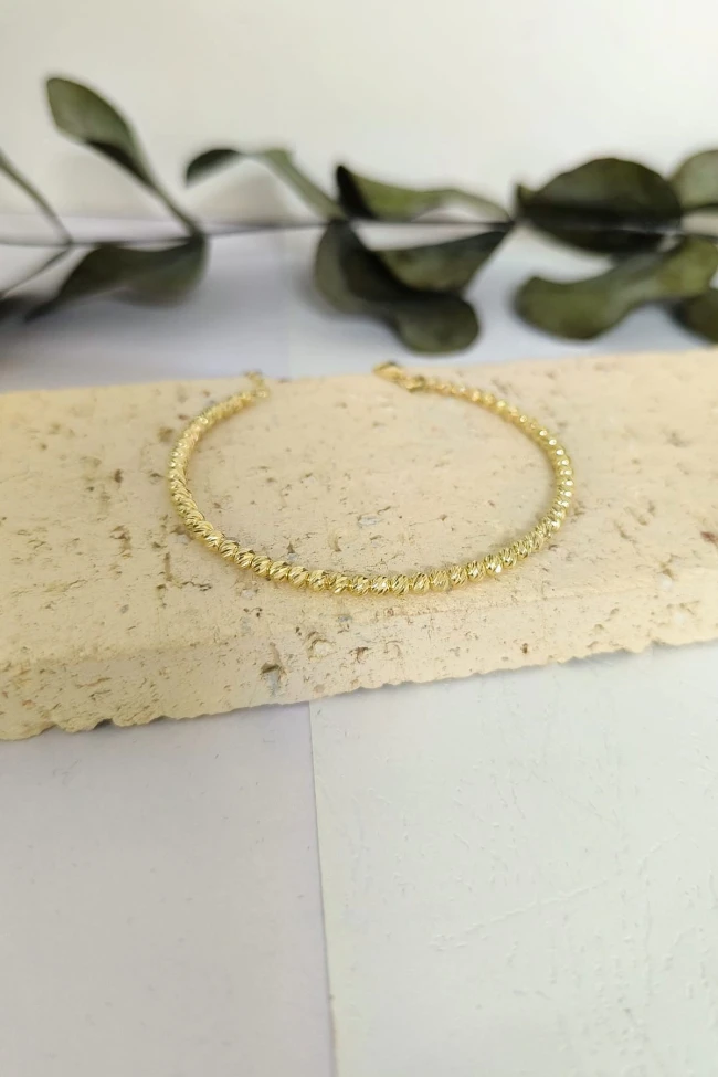 Altın Tek Sıra 3 Mm Toplu Dorika Bilezik (BLZ0013)