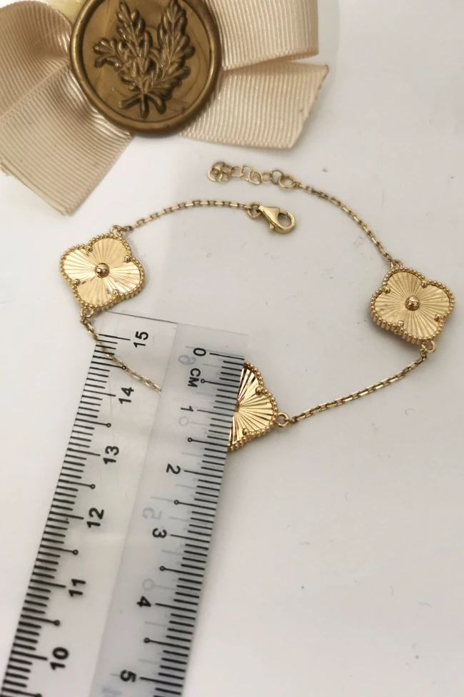 Altın Üçlü 1.5 Cm Yonca Bileklik