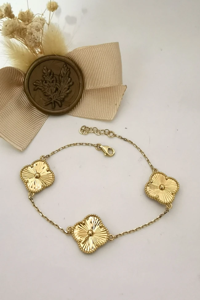 Altın Üçlü 1.5 Cm Yonca Bileklik