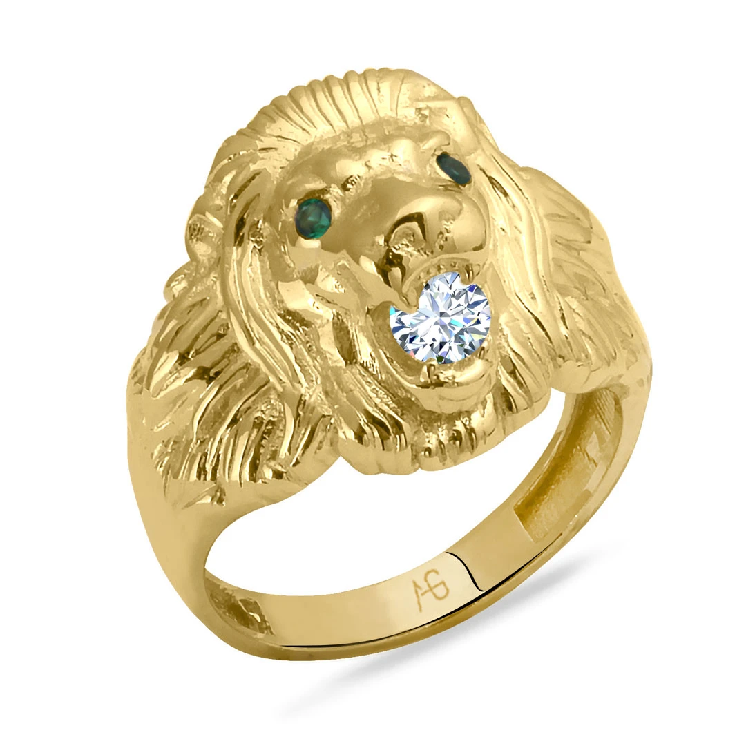 Aslan Başı Altın Erkek Yüzük (YZK0395)