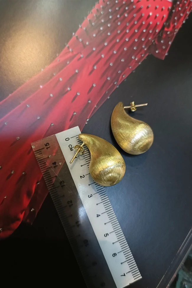 Büyük Boy Damla Drop Simli Küpe