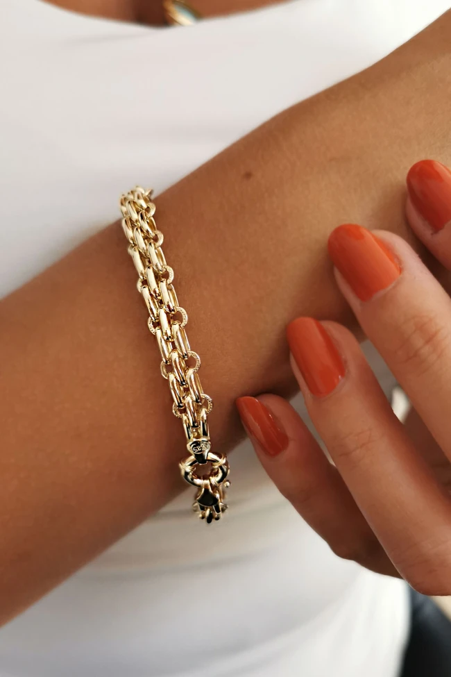 Çubuklu Altın Halow Unisex Bileklik