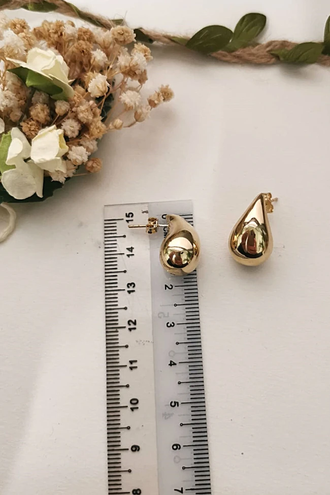 Damla Drop Model Altın 1.5 Cm Kolye Küpe Set