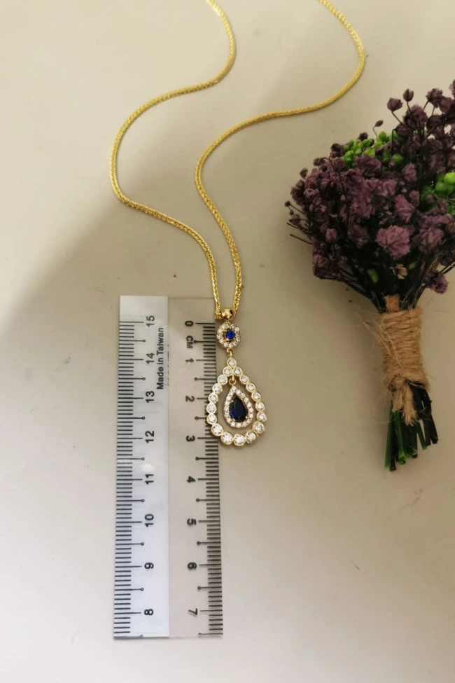 Damla Model Safir Taşlı Altın Kolye