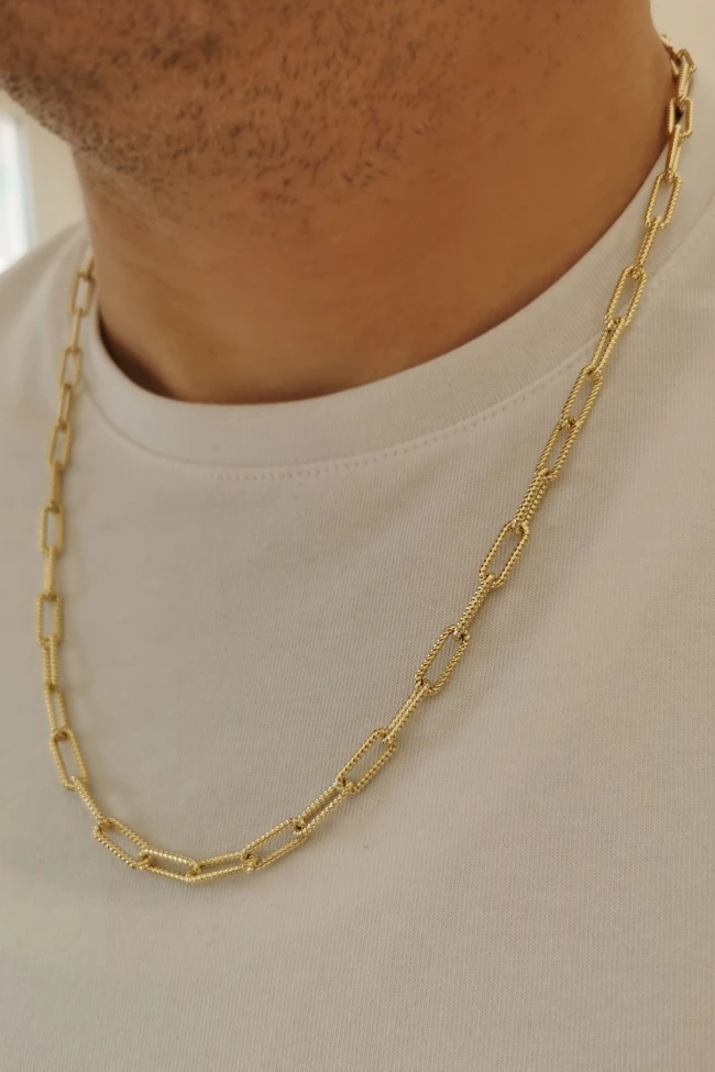 Kalemli Ataç Altın Unisex Zincir Kolye