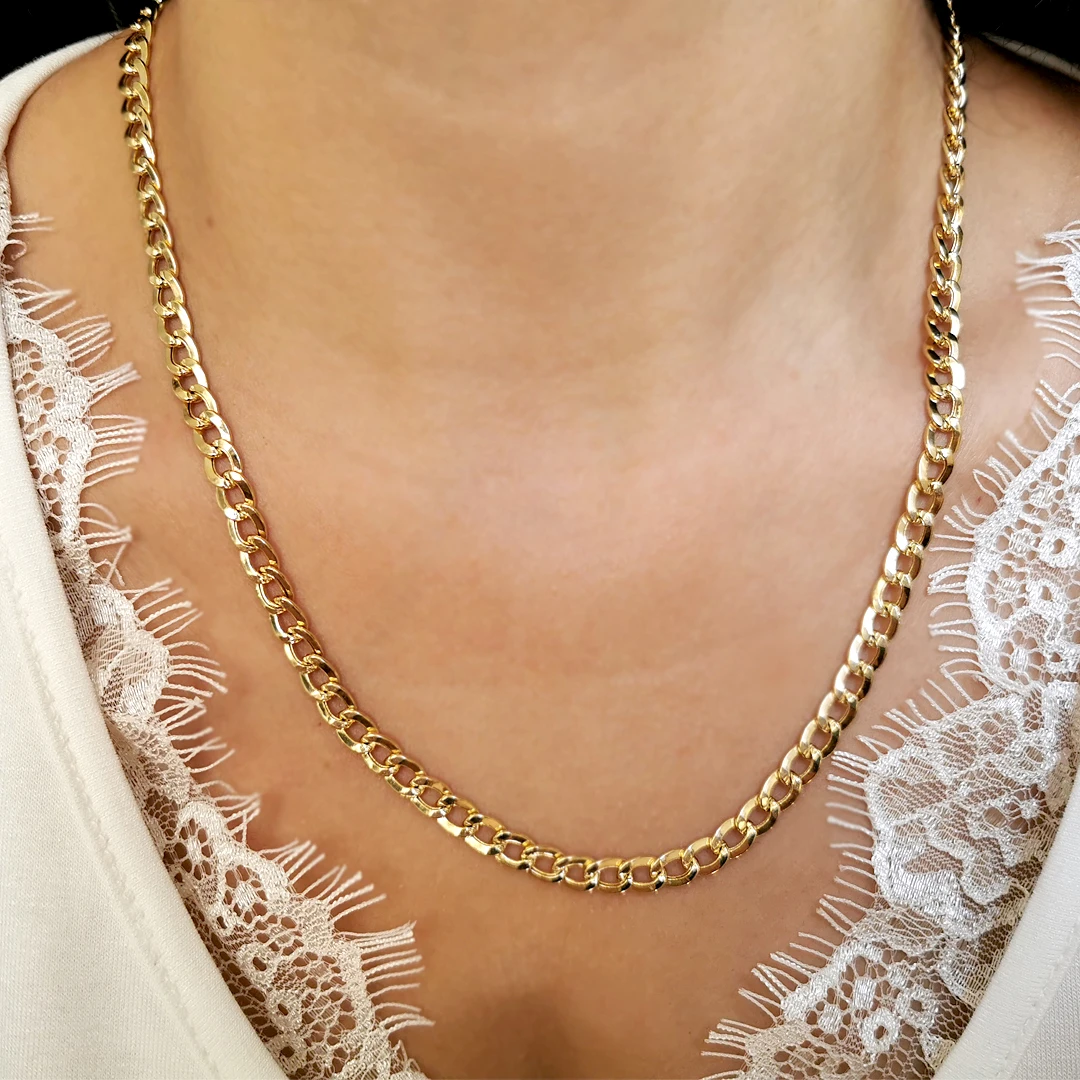 Kalın Unisex Altın Gurmet Zincir (KLY0458)