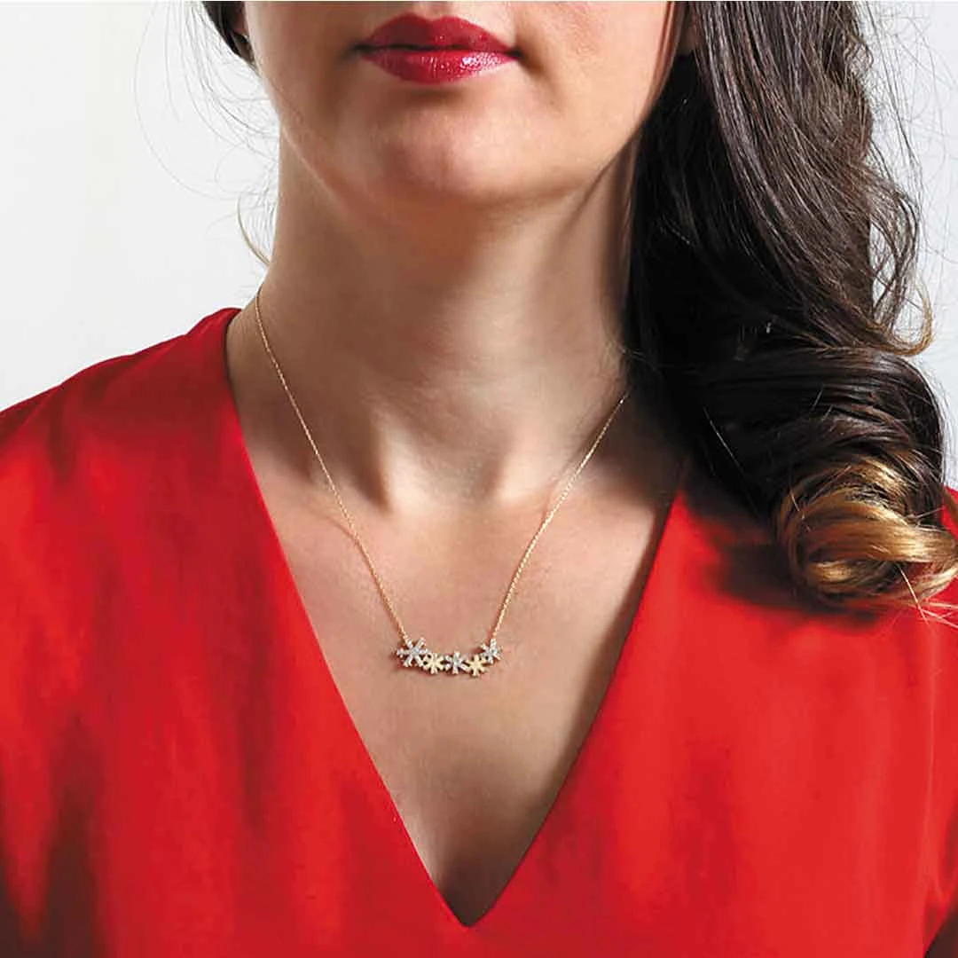 Kartanesi Detaylı Altın Sıralı Kolye (KLY0005)