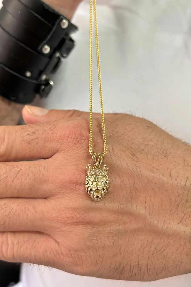 Küçük Boy Altın Aslan Model Erkek Kolye Ucu