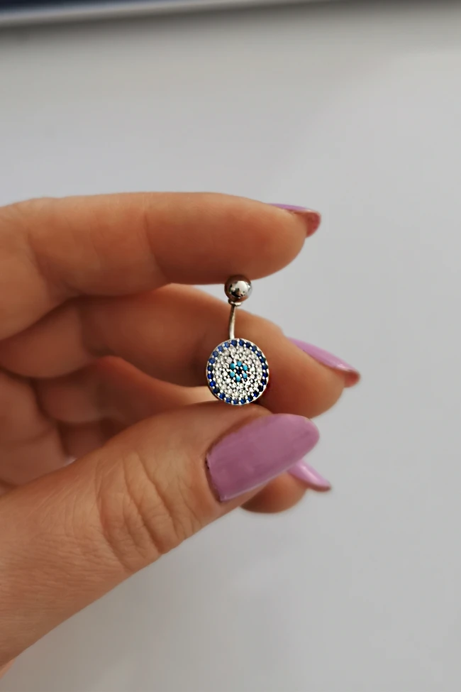 Nazar Detaylı Altın Göbek Piercingi
