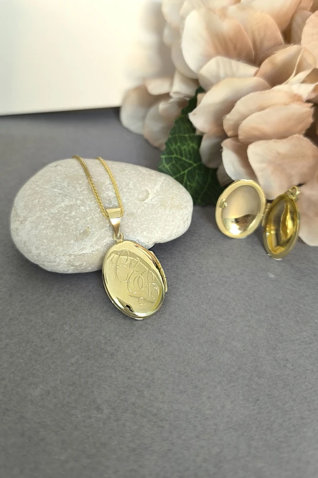 Oval Düz Model Altın Madalyon Kolye Ucu