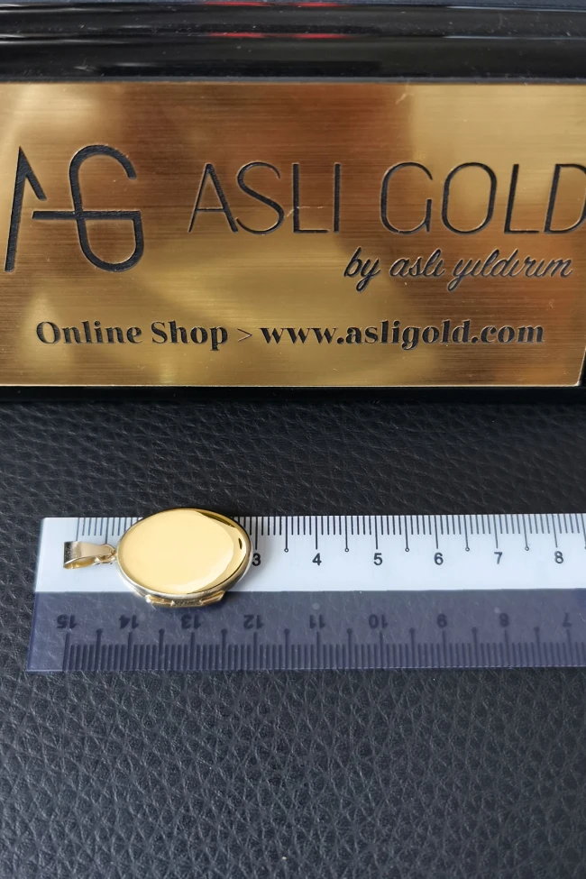 Oval Düz Model Altın Madalyon Kolye Ucu