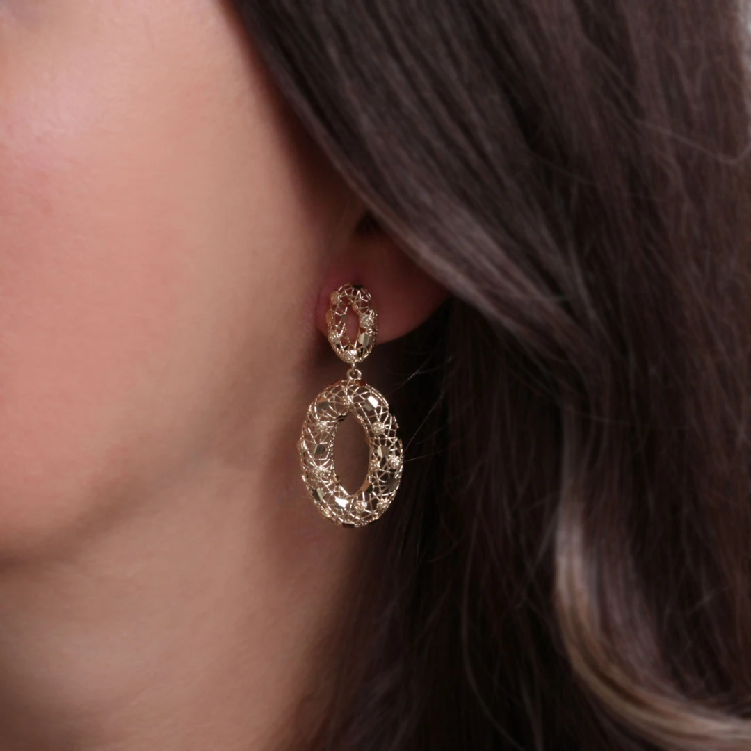Oval Tasarım Altın İtalyan Küpe (KP0189)