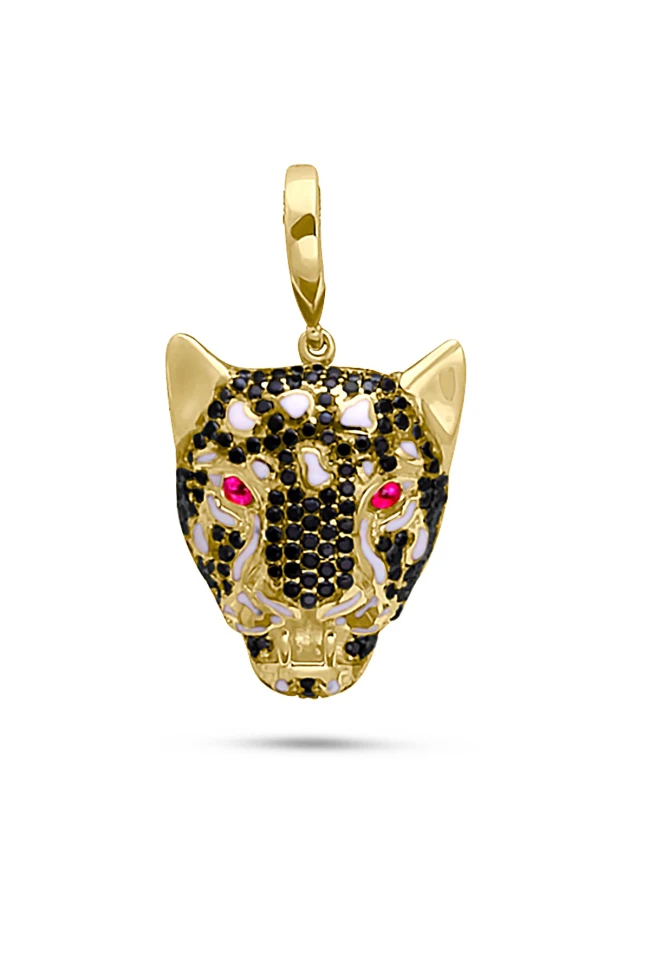 Panter Başı Model Altın Unisex Kolye Ucu