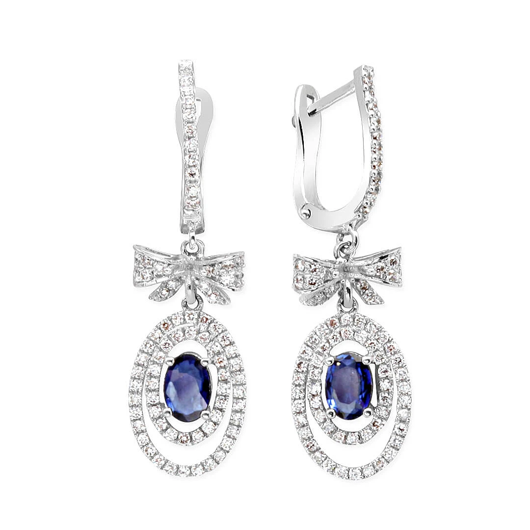 Pırlanta Safir Papyon Küpe (BKP0816)