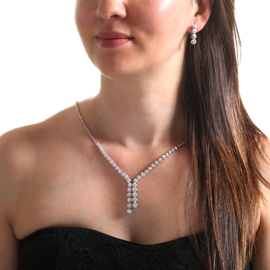 Pırlanta Su Yolu Gerdanlık ve Küpe Takımı (SET0027)