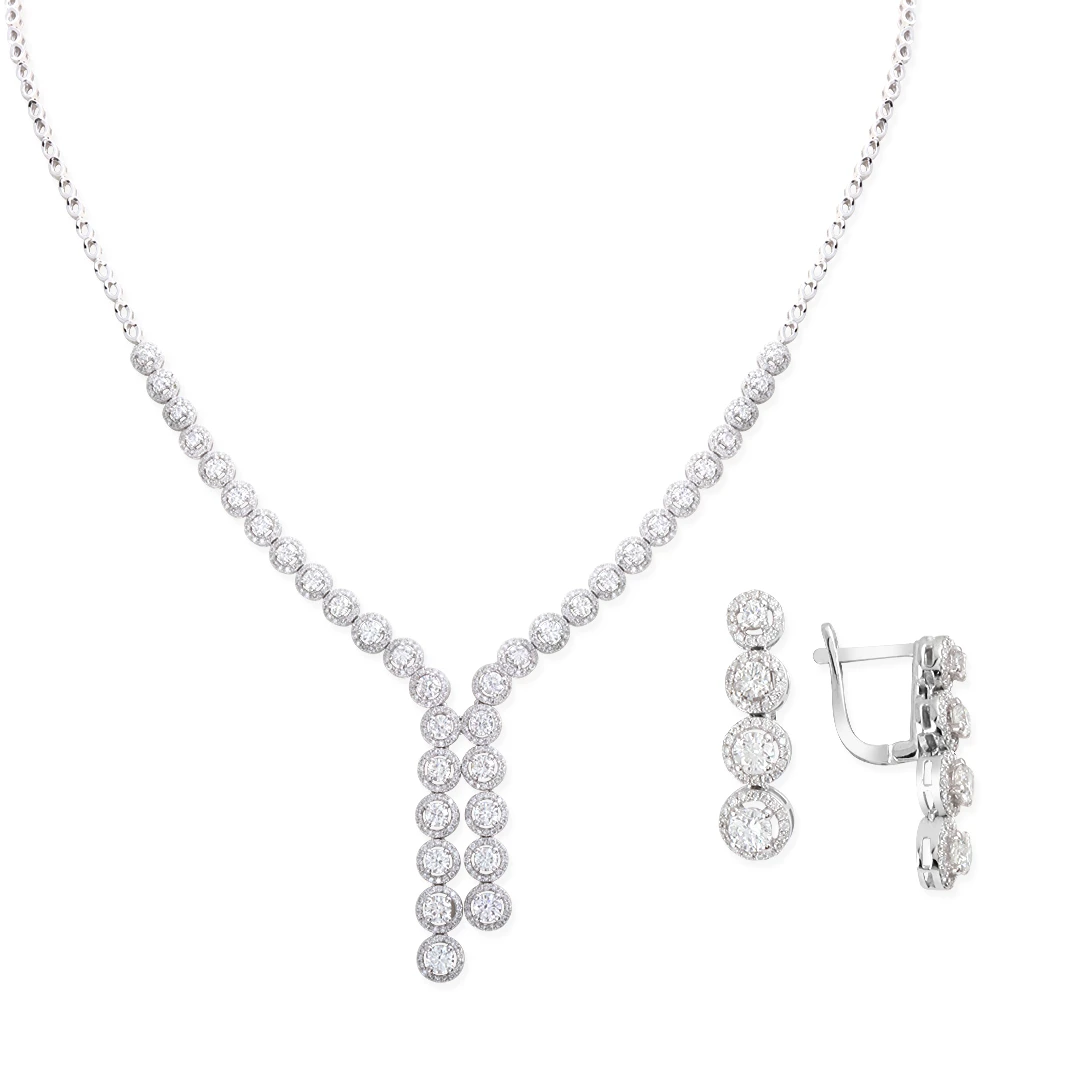 Pırlanta Su Yolu Gerdanlık ve Küpe Takımı (SET0027)