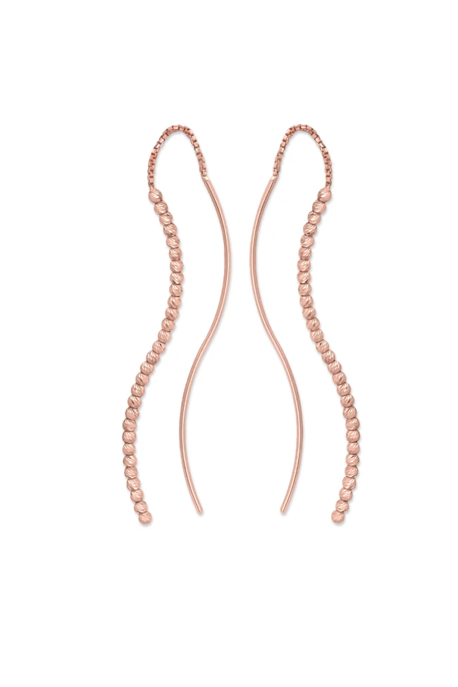 Rose Gold Altın Dalga Form Zincirli Küpe