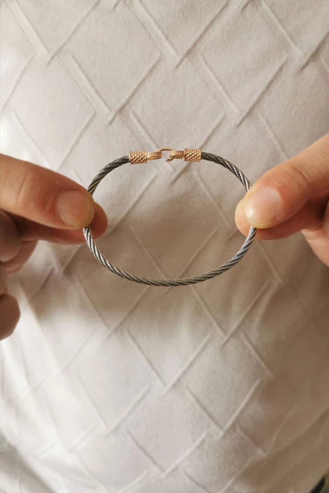 Rose Gold Sade Çelik Erkek Bileklik