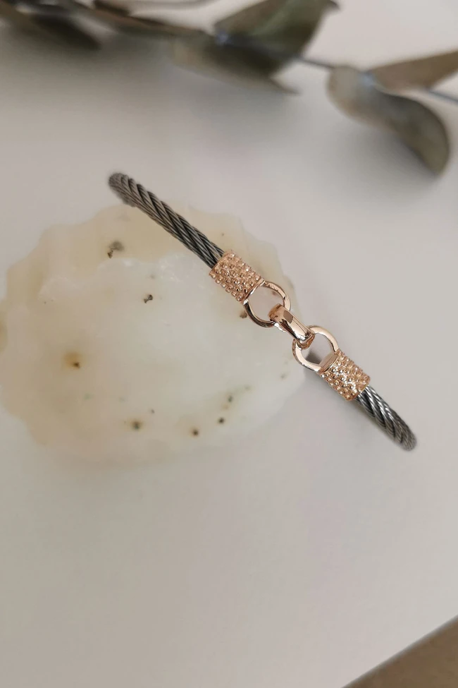 Rose Gold Sade Çelik Erkek Bileklik