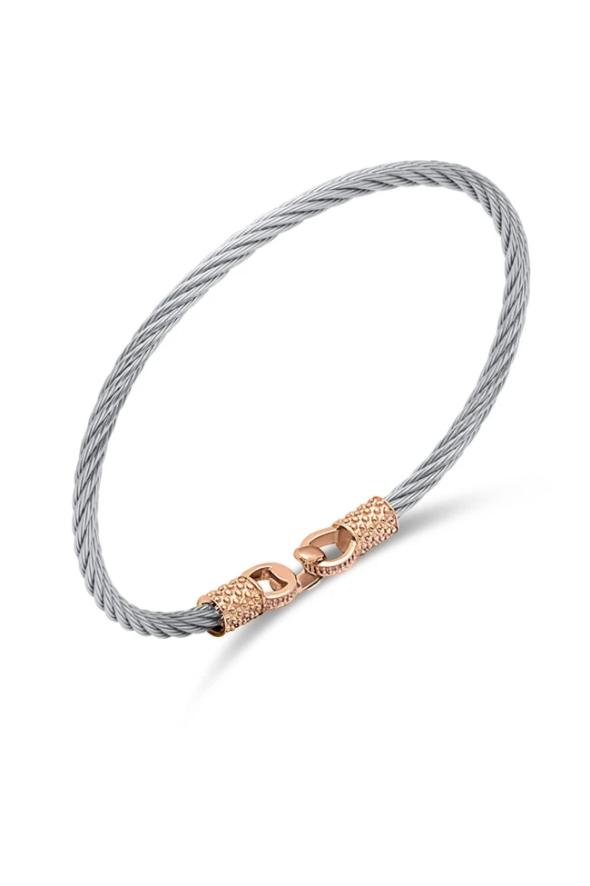 Rose Gold Sade Çelik Erkek Bileklik