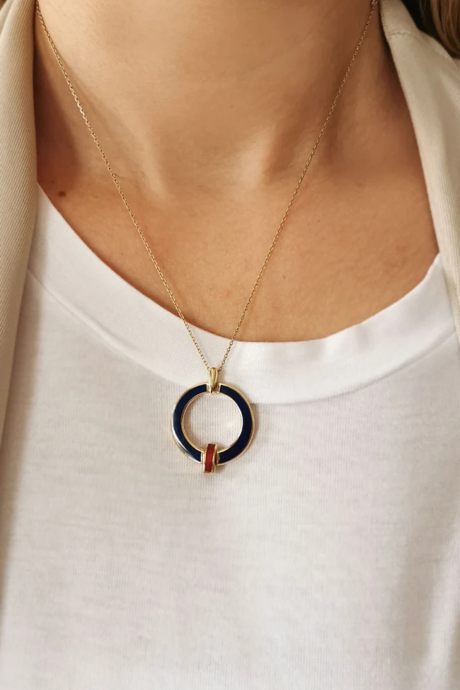 Ruby Taşlı Altın Mineli Kolye