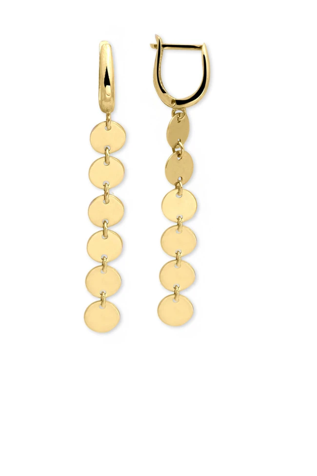 Sallantılı 4.5 Cm Pullu Altın Küpe