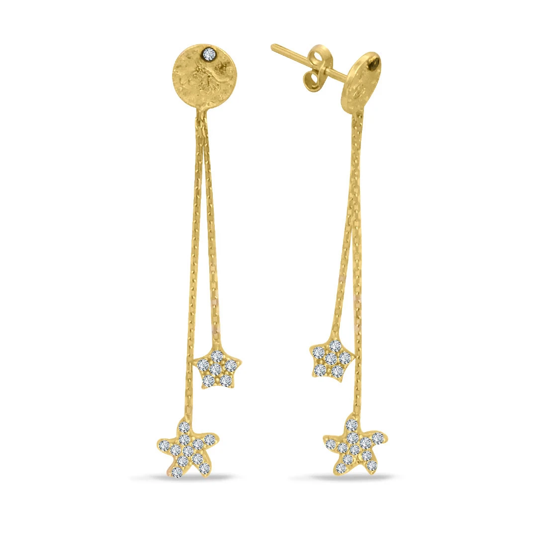 Sallantılı Altın Tuğralı Yıldız Küpe (KP0119)