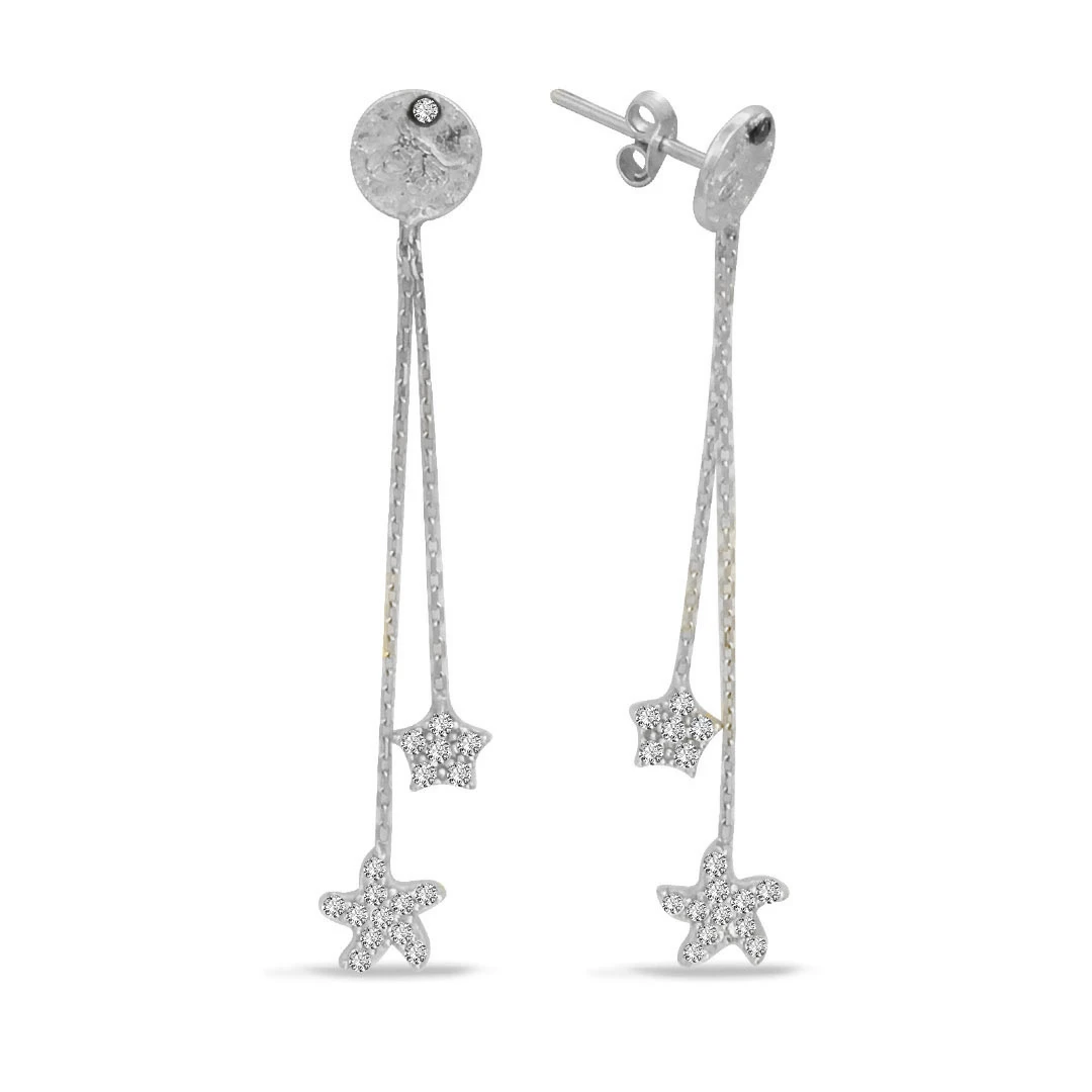 Sallantılı Altın Tuğralı Yıldız Küpe (KP0119)
