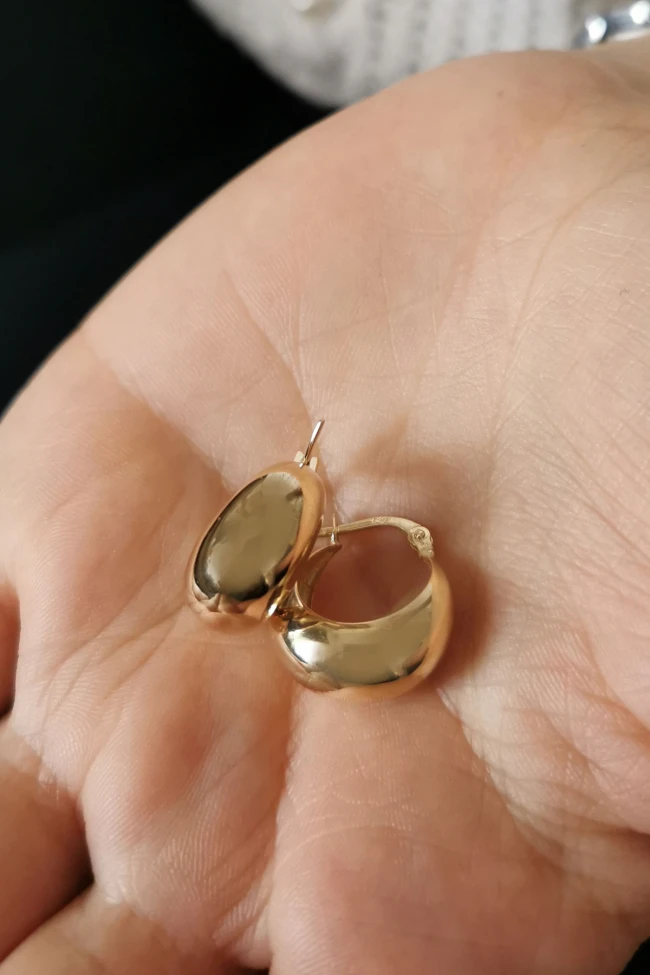 Sarı Altın 1.5 Cm Altın Günlük Bombe Küpe