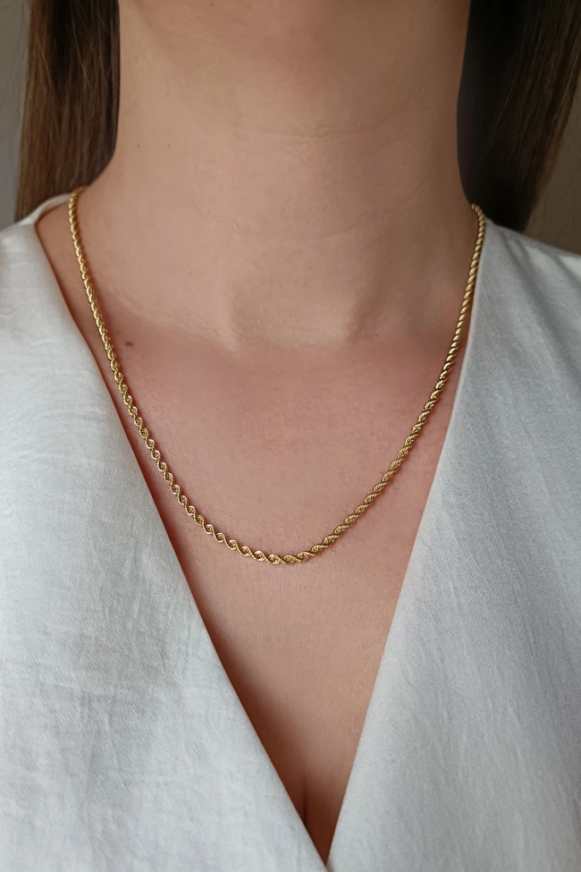 Sarı Altın 55 Cm Altın Halat Zincir