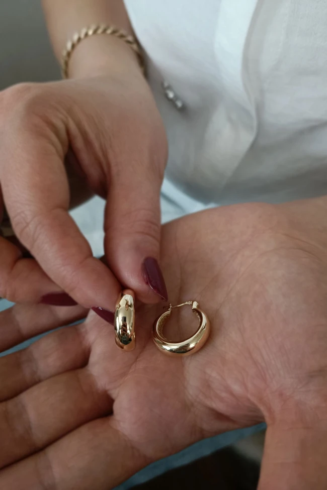 Sarı Altın Altın 2 Cm Halka Küpe