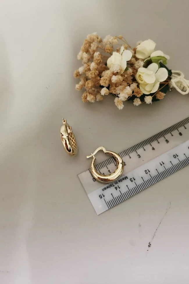 Sarı Altın Altın 2 Cm Halka Küpe