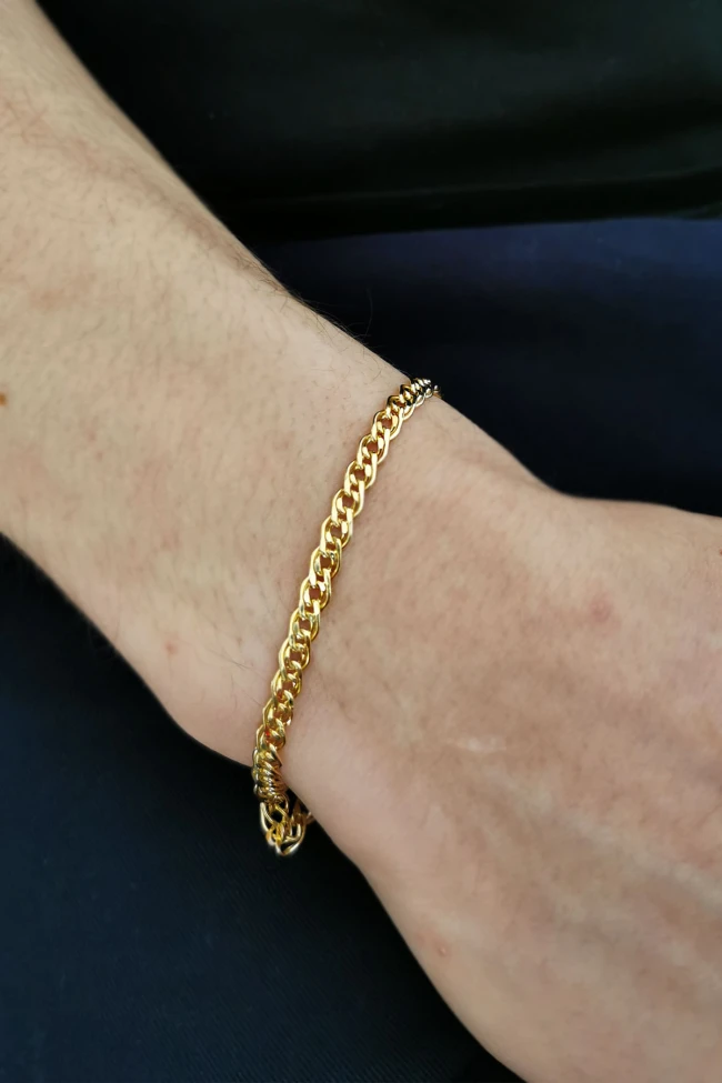 Sarı Altın Çiftli Gurmet Altın Unisex Bileklik