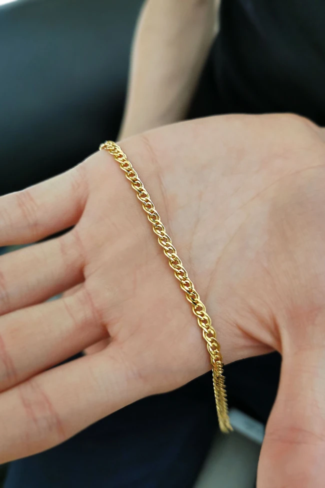 Sarı Altın Çiftli Gurmet Altın Unisex Bileklik