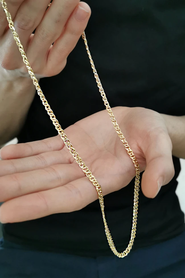 Sarı Altın Çiftli Gurmet Altın Unisex Zincir Kolye