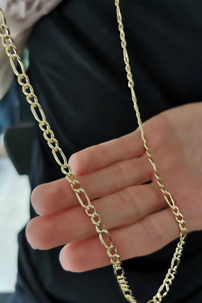 Sarı Altın Figaro Altın Kolye Bileklik Takım