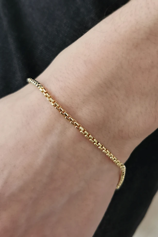 Sarı Altın Traşlı Küp Altın Unisex Bileklik