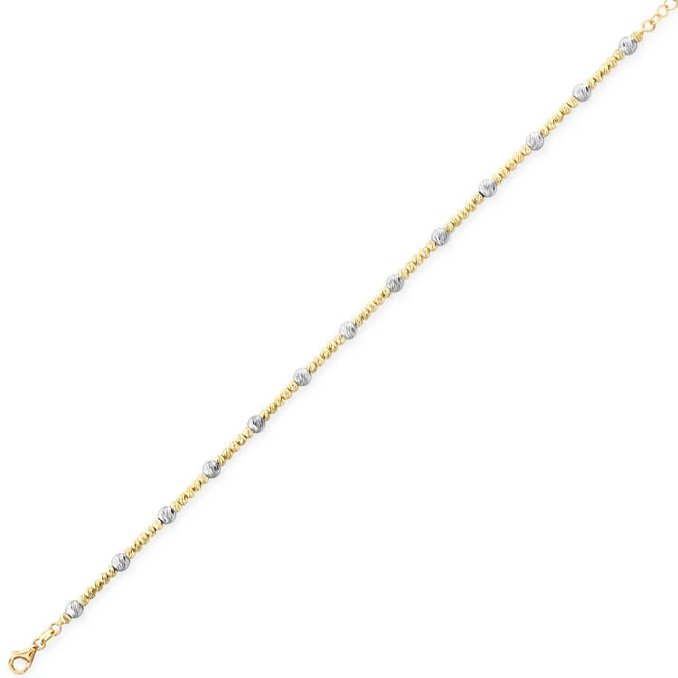 Sarı Beyaz Toplu Dorika Altın Bileklik (BLK0027)