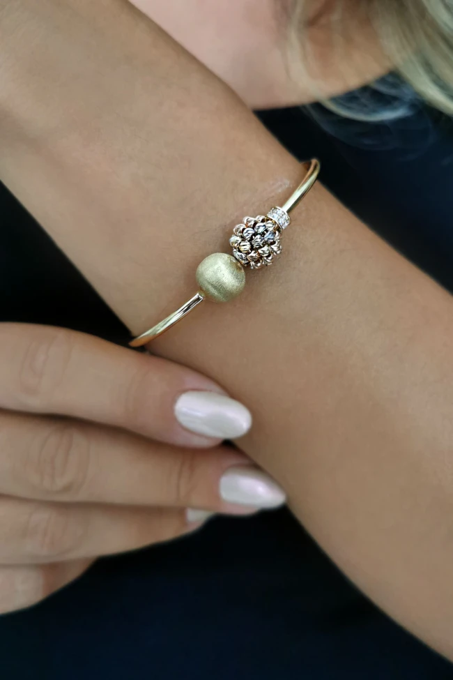 Simli ve Dorika Top Başlı Altın Bilezik