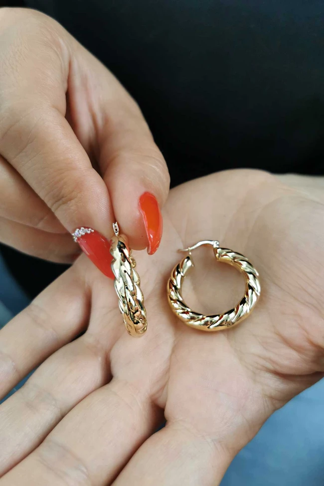 Sırma Burgu 3 Cm Altın Halka Küpe